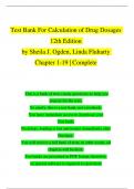 TEST BANK For Calculation of Drug Dosages 12th Edition By Sheila Ogden, Linda Fluharty| Complete Chapter's 1 - 19 | 100 % Verified