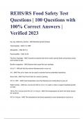 REHS/RS Food Safety Test Questions | 100 Questions with 100% Correct Answers | Verified 2023