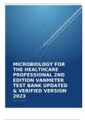 MICROBIOLOGY FOR THE HEALTHCARE PROFESSIONAL 2ND EDITION VANMETER TEST BANK UPDATED & VERIFIED VERSION 2023