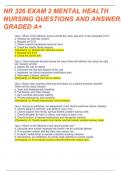 NR 326/NR326 EXAM 2 MENTAL HEALTH LATEST EXAM 2023-2024 REAL EXAM QUESTIONS AND CORRECT ANSWERS|GRADE A+