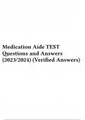 Medication Aide TEST Questions and Answers (2023/2024) (Verified Answers)