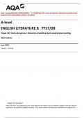 AQA  A-level ENGLISH LITERATURE B   7717/2B Paper 2B  Texts and genres: Elements of political and  social protest writing Mark scheme June 2023 