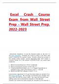 Excel Crash Course Exam from Wall Street Prep-wall Street Prep Questions And Answers Updated 2022/2023.