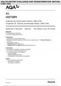 AQA AS HISTORY Challenge and transformation: Britain, c1851–1964 Component 1G Victorian and Edwardian Britain, c1851–1914 7041/1G MAY 2023 QUESTIONS PAPER