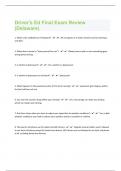 Driver's Ed Final Exam Review (Delaware)|110 Practice Questions With Complete Solutions