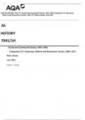 AQA AS HISTORY 7041/1H  Tsarist and Communist Russia, 1855–1964 Component 1H  Autocracy,  Reform and Revolution: Russia, 1855–1917 Mark scheme June 2023 