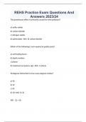 REHS Practice Exam Questions And Answers 2023/2