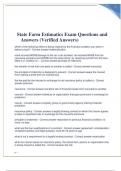 STATE FARM ESTIMATES EXAM TRIAL EXAM UPDATE WITH ACTUAL QUESTIONS AND ANSWERS 