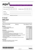 AQA A-level BIOLOGY Paper 2 QP JUNE 2023