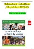 TEST BANK For The Human Body in Health and Disease 8th Edition by Patton | Verified Chapter's 1 - 25 | Complete