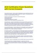 ACA Certification Exam Questions with Correct Answers 