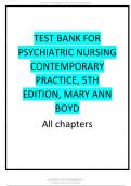 Test Bank for Psychiatric Nursing Contemporary Practice 5th Edition by Mary Ann Boyd all chapters complete 