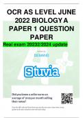 OCR AS LEVEL JUNE 2022 BIOLOGYA PAPER 1