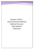 Extensive Summary Advanced Research Methods - MAN-MOD012