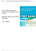 LEHNES PHARMACOLOGY FOR NURSING CARE 10TH EDITION BURCHUM TEST BANK