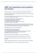 LMRT core assessment exam questions and answers