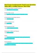 Real Estate Fundamentals Final Exam Questions With 100% Verified Answers 2023-2024