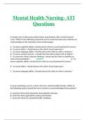 Mental Health Nursing- ATI Questions