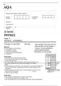 AQA A-level PHYSICS Paper 3 Section B Astrophysics JUNE 2023 QUESTION PAPER