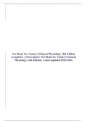 Test Bank For Vander’s Human Physiology 14th Edition (complete) | A Descriptive Test Bank for Vander’s Human Physiology 14th Edition_ Latest updated 2023/2024.