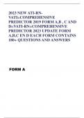 2023 NEW ATI-RN- VATI=COMPREHENSIVE  PREDICTOR 2019 FORM A,B , C AND  D=VATI-RN=COMPREHENSIVE  PREDICTOR 2023 UPDATE FORM  A,B,C EN D EACH FORM CONTAINS  180+ QUESTIONS AND ANSWERS      FORM A  1.	A nurse is caring for a client who is taking alprazolam. W