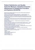 Patient Satisfaction and Quality Outcome Measure: Hospital Consumer ASsessment of Healthcare Providers and Systems (HCAHPS)