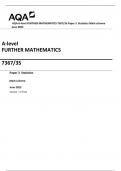 Bundle: AQA A-level FURTHER MATHEMATICS 7367/3S Paper 3 Statistics Question Paper and Mark scheme June 2023