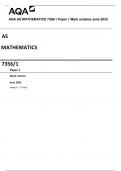 AQA AS MATHEMATICS 7356/1 Paper 1 Mark scheme June 2023