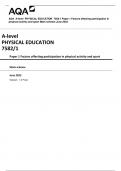 AQA  A-level  PHYSICAL EDUCATION  7582/1 Paper 1 Factors affecting participation in  physical activity and sport Mark scheme June 2023