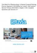 Test Bank For Pharmacology A Patient-Centered Nursing Process Approach 11th Edition by Linda E. McCuistion | Newest Version 2023/2024 | Chapter 1-58 | Complete Questions and Answers A+.