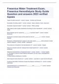 Fresenius Water Treatment Exam Question and answers rated A+ 2023