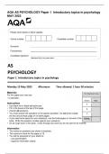 AQA AS PSYCHOLOGY Paper 1  Introductory topics in psychology  MAY 2023  