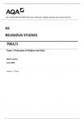  AQA AS RELIGIOUS STUDIES 7061/1 Paper 1 Philosophy of Religion and Ethics Mark scheme June 2023