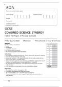 AQA GCSE COMBINED SCIENCE SYNERGY Higher Tier	Paper 3 Physical Sciences June 2023