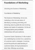 Foundations of Marketing