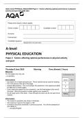 AQA A-level PHYSICAL EDUCATION Paper 2   Factors affecting optimal performance in physical  activity and sport QP JUNE 2023 