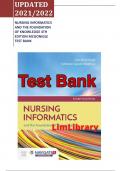 TEST BANK FOR NURSING INFORMATICS AND THE FOUNDATION OF KNOWLEDGE 4TH EDITION BY: DEE MCGONIGLE ISBN: 9781284121247