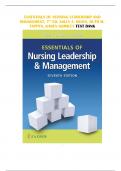 ESSENTIALS OF NURSING LEADERSHIP & MANAGEMENT, 7TH ED, SALLY A. WEISS, RUTH M. TAPPEN, KAREN GRIMLEY TEST BANK | Q&A (GRADED A+) | BEST 2023