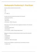 Radiographic Positioning II - Final Exam  | 54Questions With 100% Correct Answers.