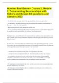 Humber Real Estate - Course 2, Module 2, Documenting Relationships with Sellers and Buyers|80 questions and answers(verified for accuracy)