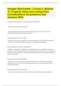 Humber Real Estate - Course 2, Module 11, Property Value and Listing Price Considerations |53 questions and answers 2023.docx 