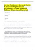 Humber Real Estate - Course 2, Module 8, Understanding Residential Construction - Internal & External Finishes|106 questions and answers