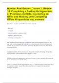 Humber Real Estate - Course 2, Module 18, Completing a Residential Agreement of Purchase and Sale, Countering an Offer, and Working with Competing Offers