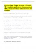 Humber Real Estate - Course 2, Module 15, Introducing a Residential Agreement of Purchase and Sale |120 questions and answers