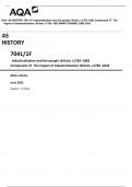 AQA  AS HISTORY 7041/1F Industrialisation and the people: Britain, c1783–1885 Component 1F  The  impact of industrialisation: Britain, c1783–1832 MARK SCHEME JUNE 2023  