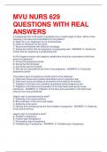 BUNDLE FOR MVU NURS 629 QUESTIONS WITH REAL ANSWERS