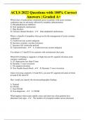 ACLS 2022 Questions with 100% Correct Answers | Graded A+