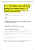 Humber Real Estate - Course 2, Module 5, The Financial Aspects of the Buying and Selling Process test questions fully solved(verified for accuracy)|GUARANTEED SUCCESS