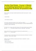 Humber Real Estate - Course 3, Module 9, Completing Agreements to Lease for Residential Tenancies |20 questions fully solved & verified for accuracy 2023/24