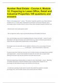 Humber Real Estate - Course 4, Module 12 Preparing to Lease Office, Retail and Industrial Properties |109 questions with verified solutions